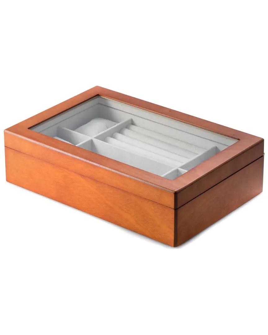 Wood Valet and Watch Box with Glass Top image