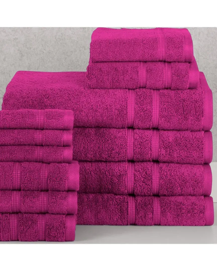 12pc Zero Twist Egyptian Cotton Towel Set - Raspberry