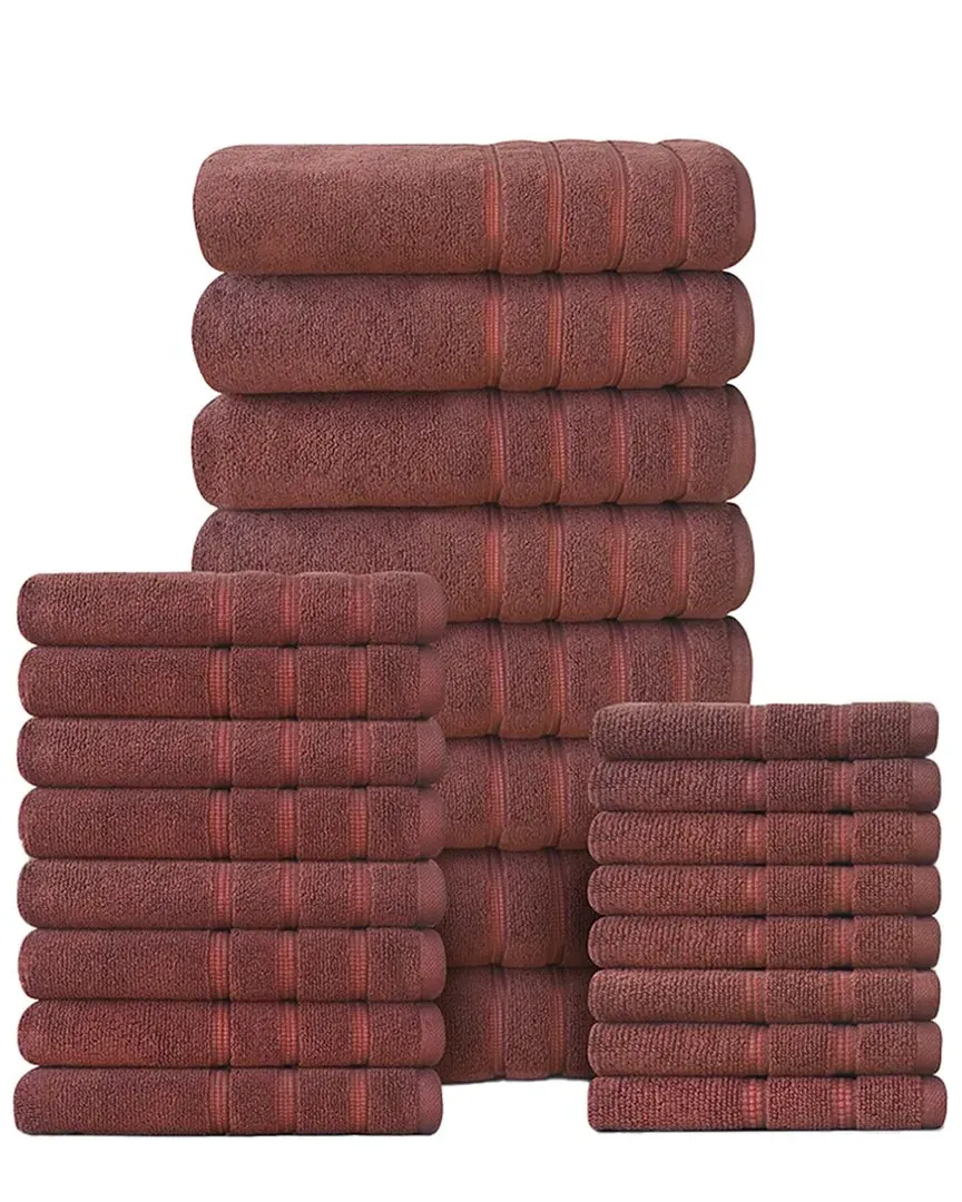 24pc Zero Twist Towel Set - Chocolate, Egyptian Cotton