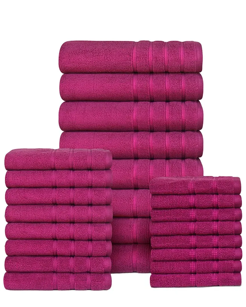 24pc Zero Twist Towel Set - Raspberry, Egyptian Cotton