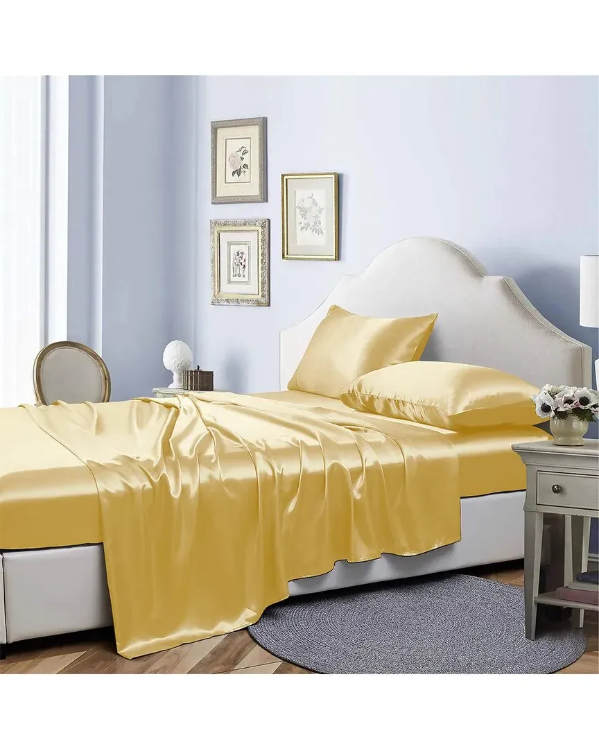 Silky Satin 4pc Sheet Set - Gold, Polyester