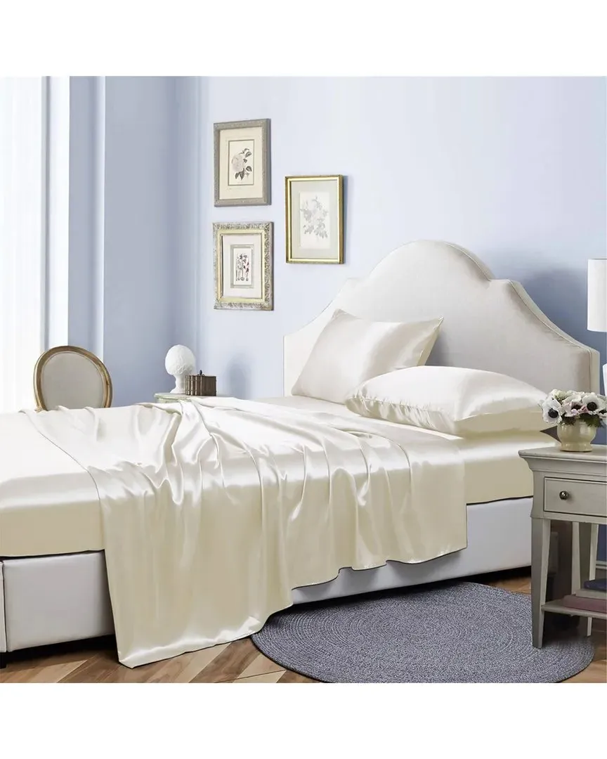 Silky Satin 4pc Sheet Set - Ivory, Polyester