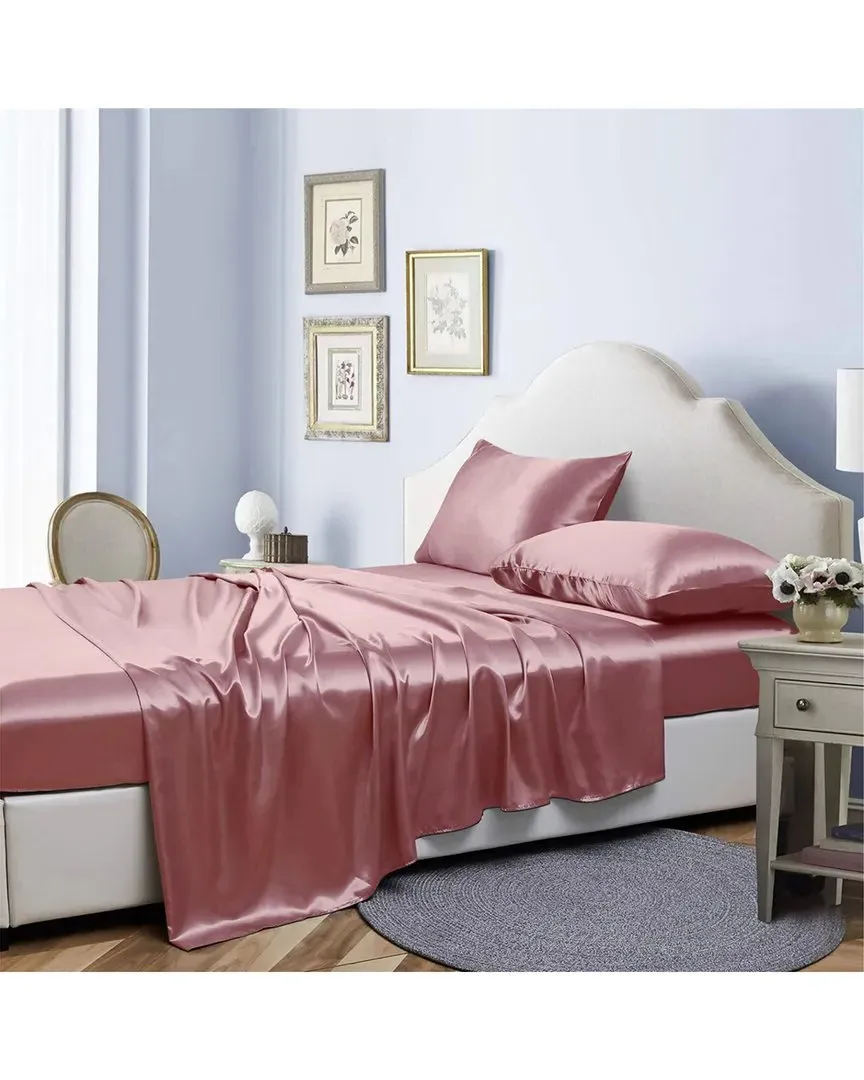 Silky Satin 4pc Sheet Set - Pale Blush, Polyester