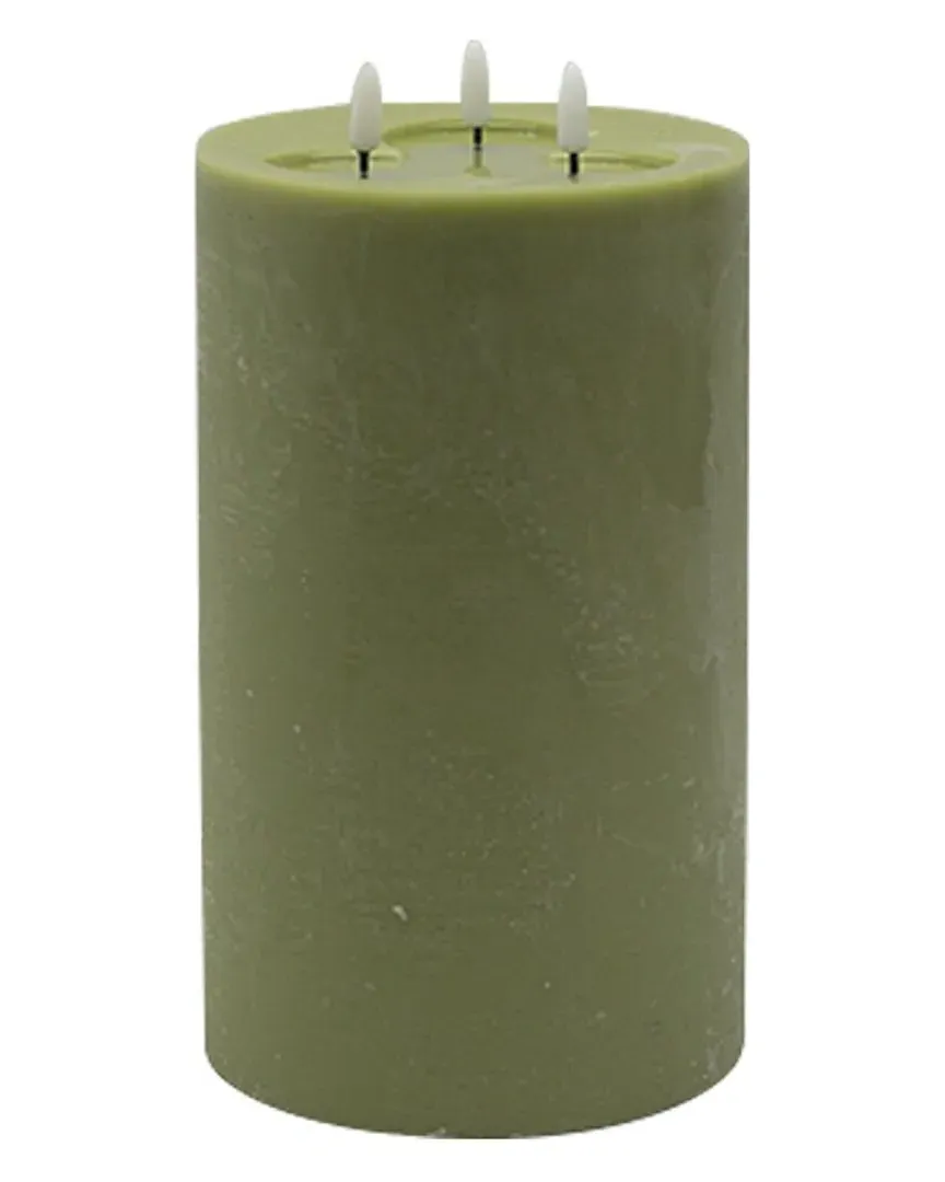 3-Wick Large Flameless Candle - Green, Wax