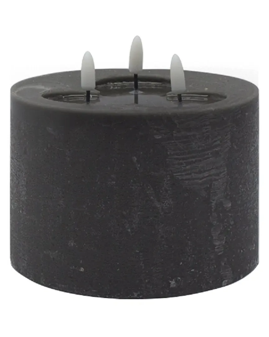 3-Wick Small Flameless Candle - Grey, Wax
