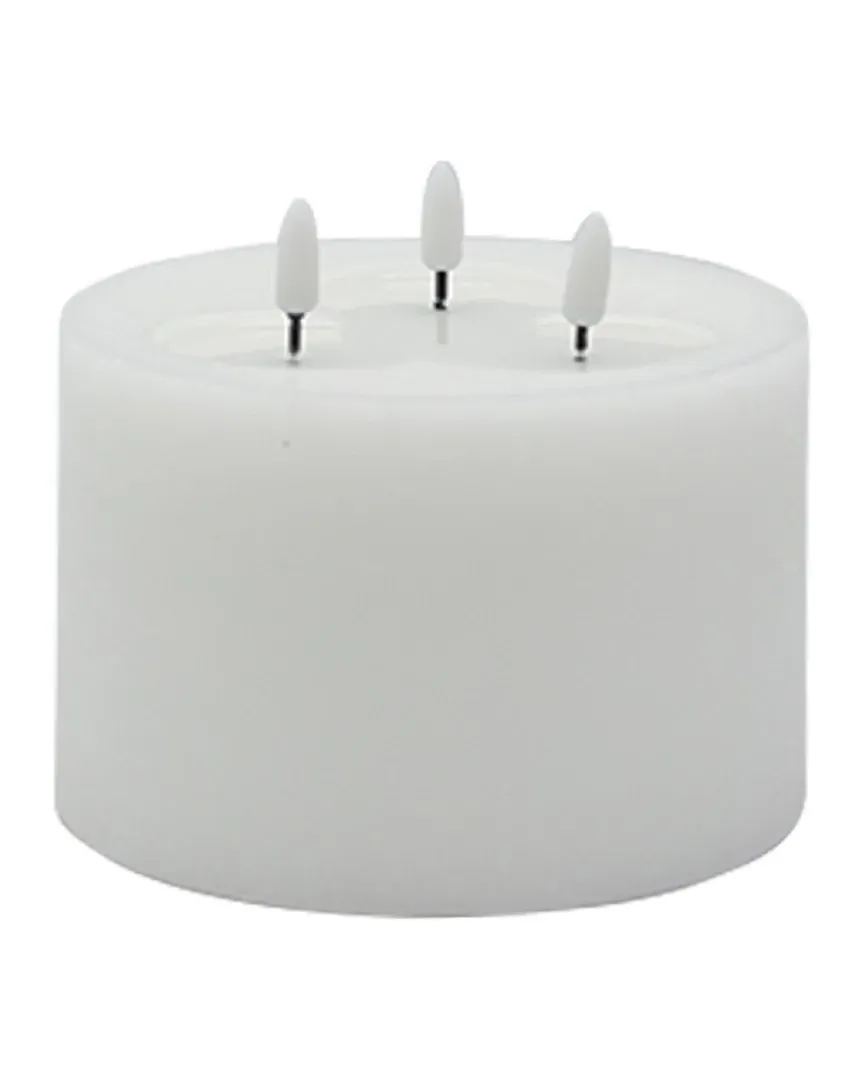 3-Wick Small Flameless Candle - White, Wax