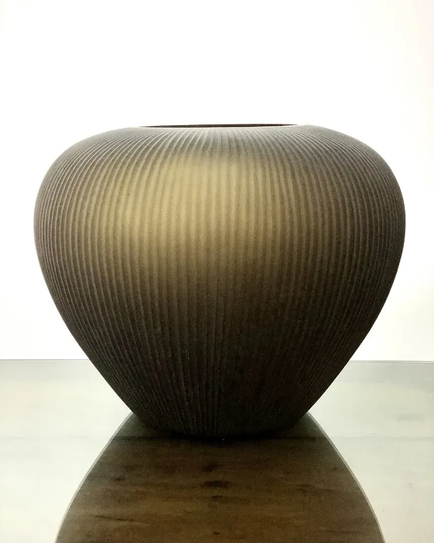 Appy Vertical Pencil Cut Stone Vase - Smoke image