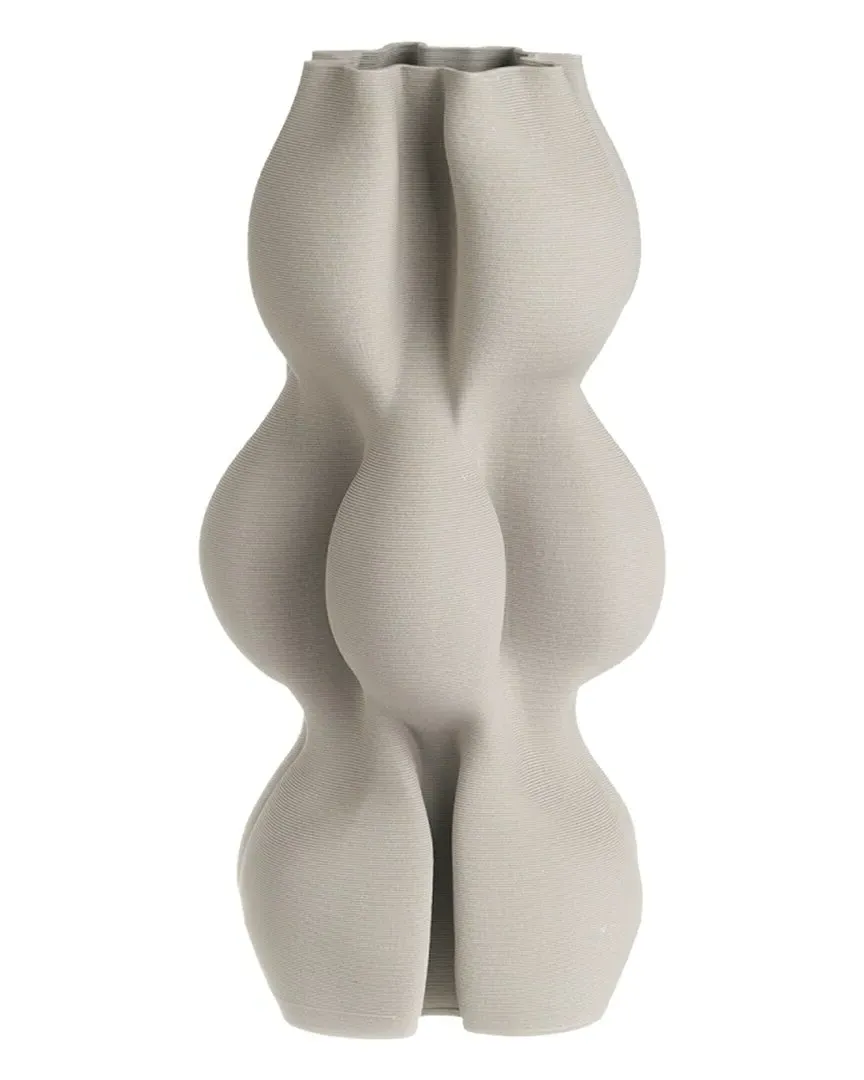 Ceramic 3D Printed Vase - Light Grey, Iron