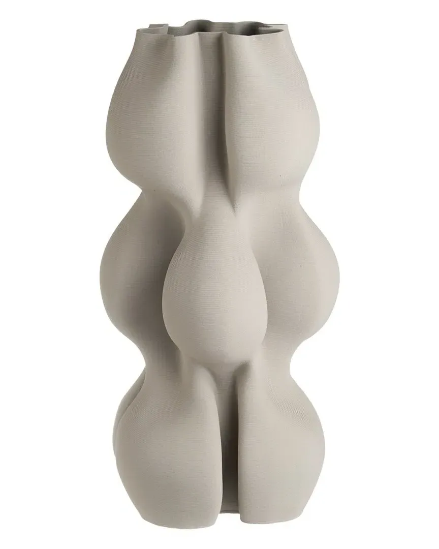 Ceramic 3D Printed Vase - Light Grey, Lime Plaster