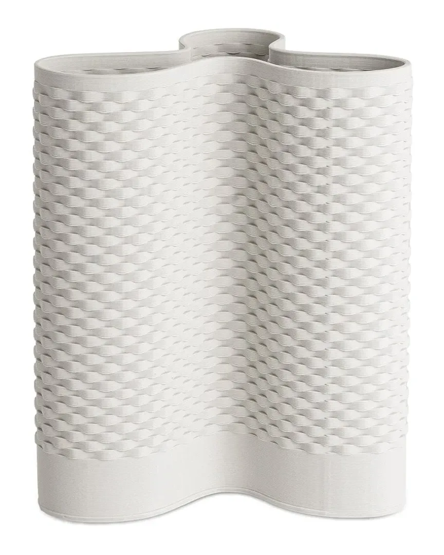 Ceramic 3D Printed Vase - White, Mango Wood