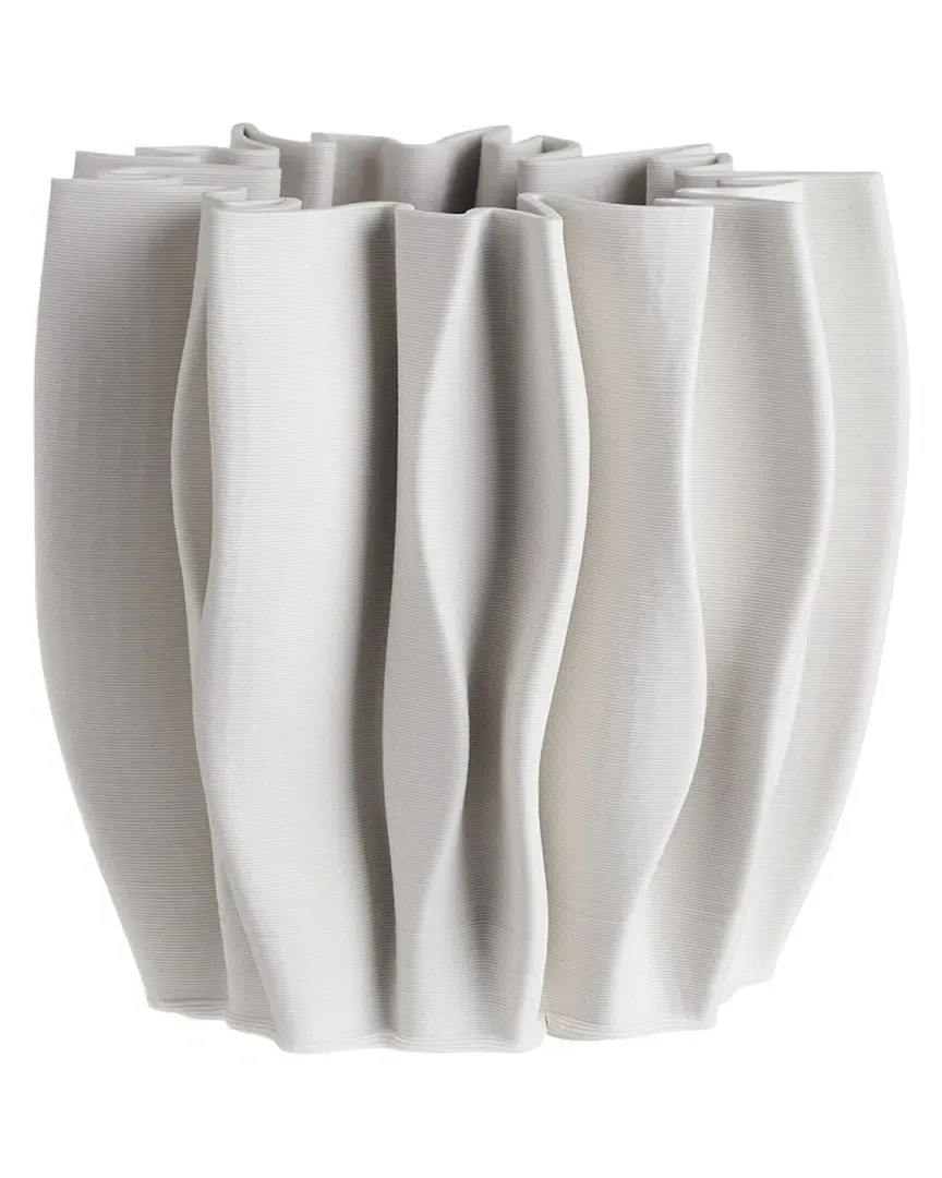 Ceramic 3D Printed Vase - White, Marble