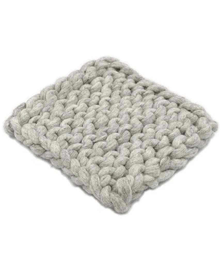 Chain Knitted Trivet - Light Grey, Wool