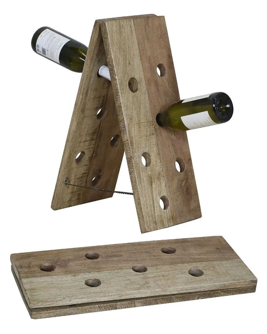 Foldable Wooden Bottle Holder - Natural image