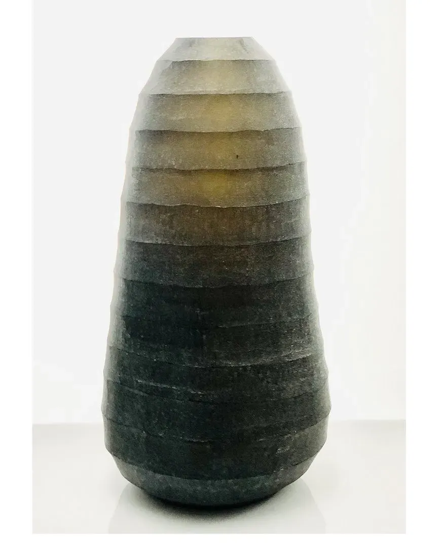 Hadappa Tall Round Vase Rib Cut - Smoke, Glass image