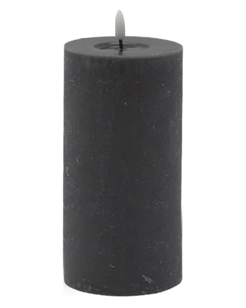 Large Flameless Pillar Candle - Grey, Wax