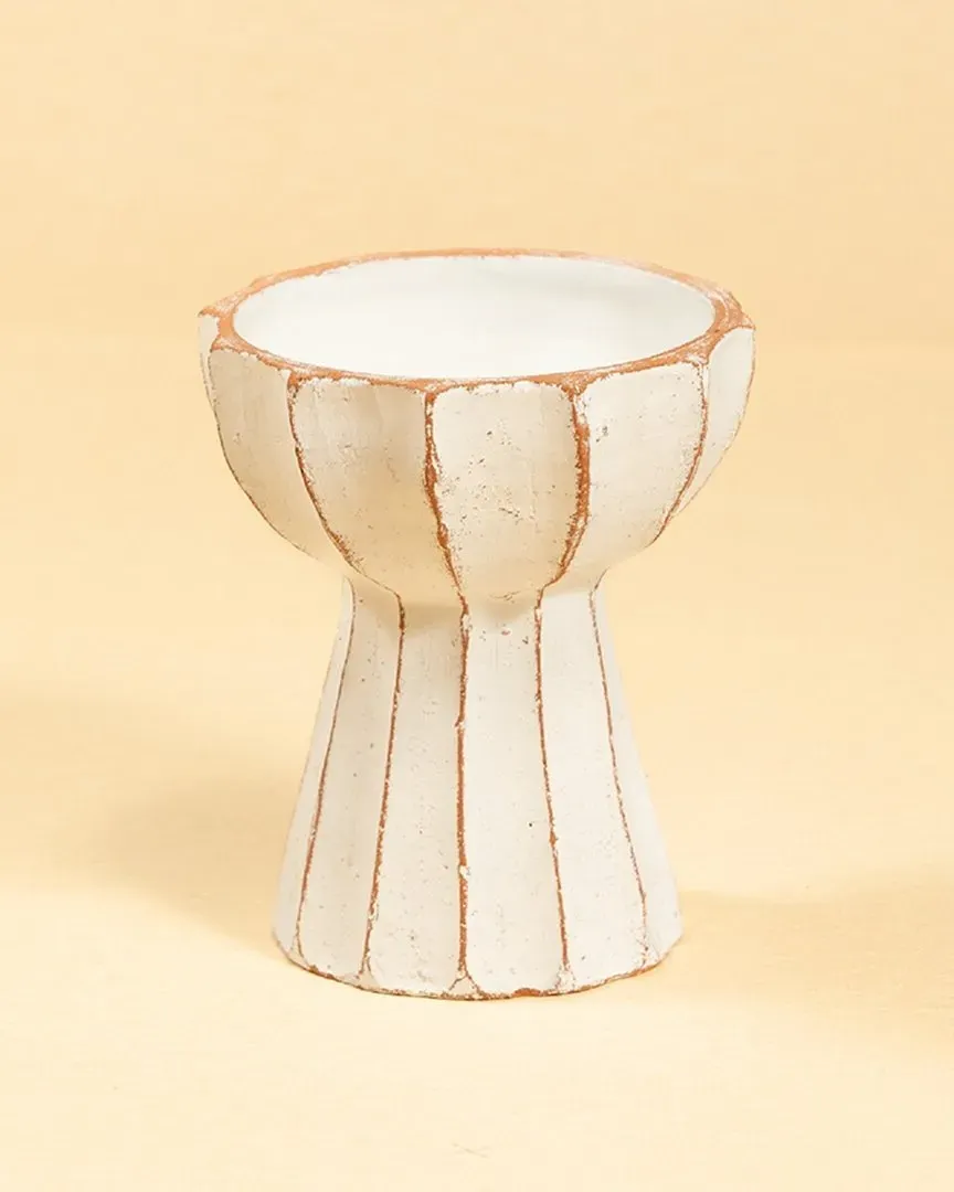 Large Fluted Goblet - White, Clay image