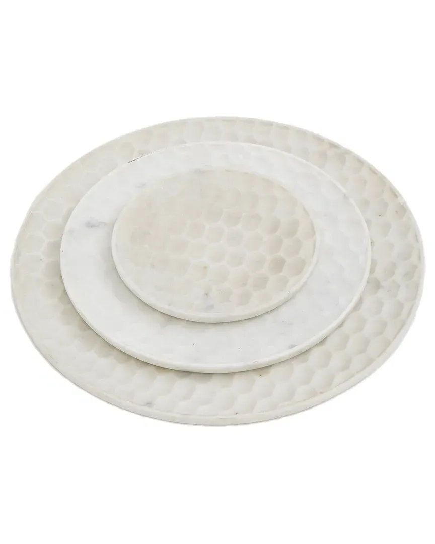 Large Round Platter - White, Marble image