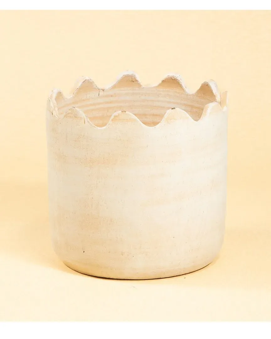 Large Wave Pot - White Ivory, Clay image
