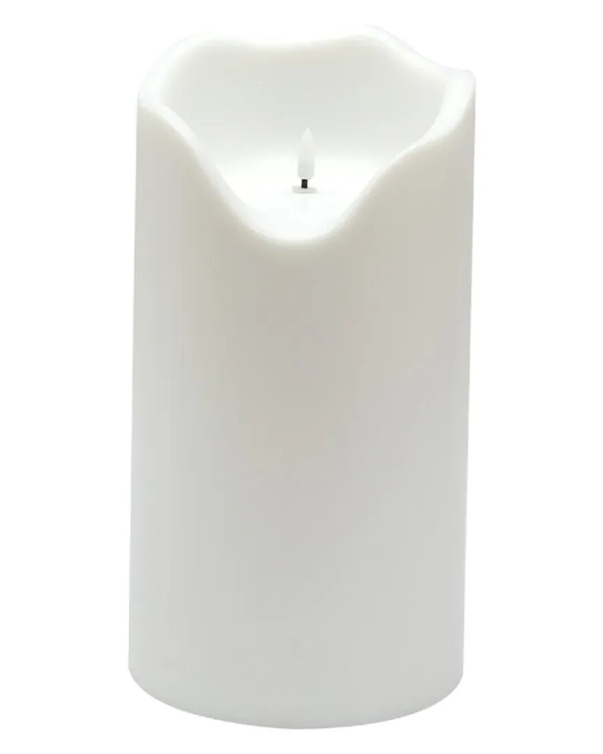 Medium Flameless Outdoor Candle - White, Wax image