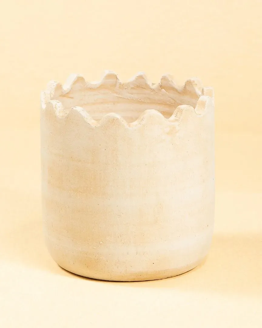 Medium Wave Pot - White Ivory, Clay image