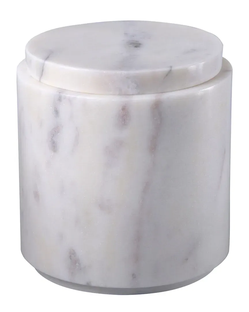 Round Canister - White, Marble