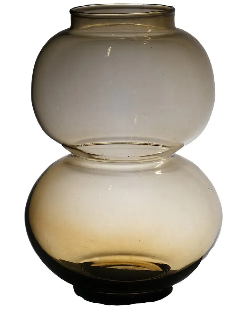 Round Duo Mouthblown Recycled Glass Vase - Brown image