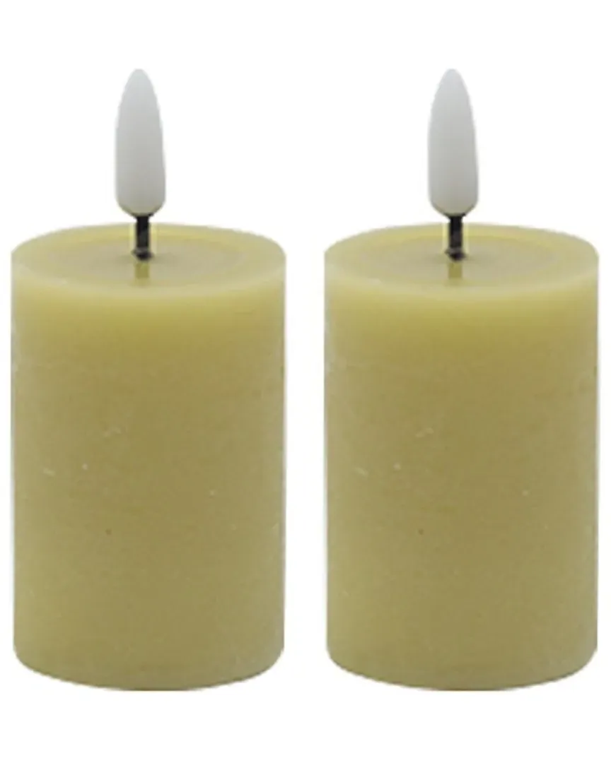Set of 2 Flameless Pillar Candles - Champagne, Wax image