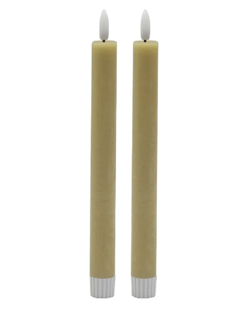 Set of 2 Medium Flameless Taper Candles - Dark Champagne, Wax image