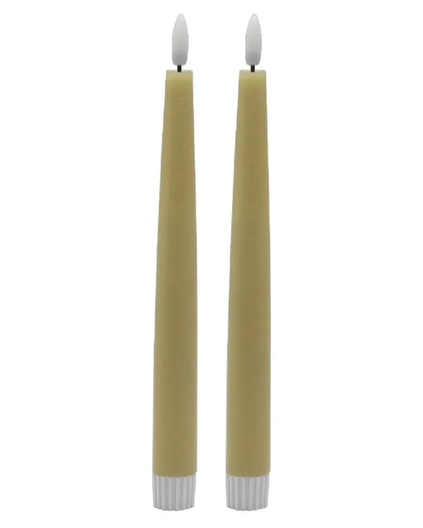 Set of 2 Pointed Flameless Taper Candles - Dark Champagne image