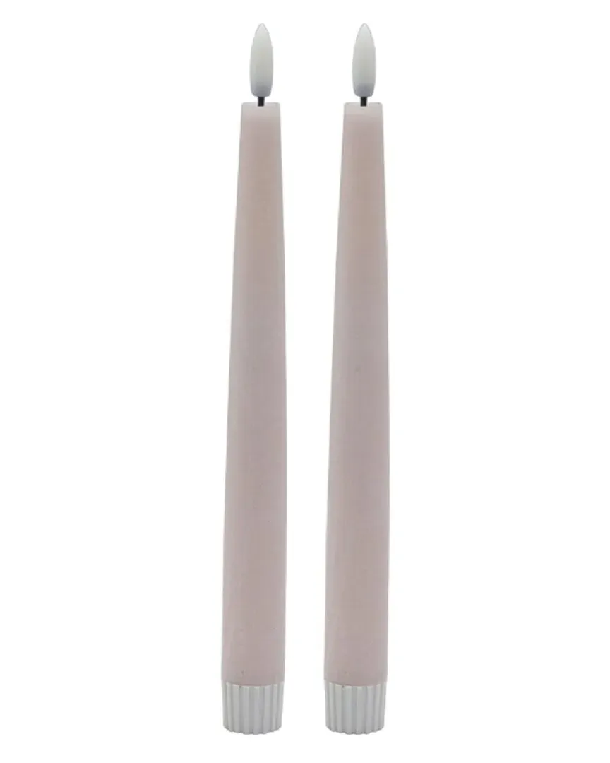 Set of 2 Pointed Flameless Taper Candles - Pink