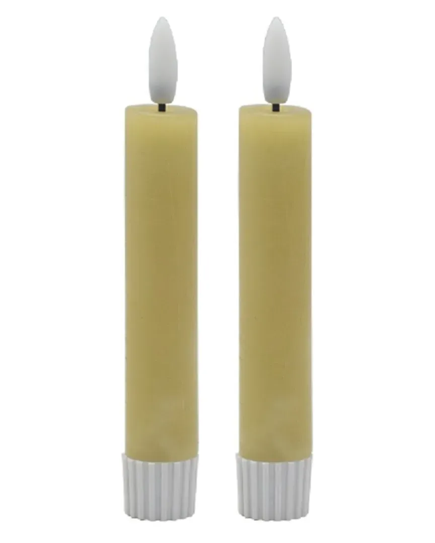 Set of 2 Small Flameless Taper Candles - Dark Champagne image