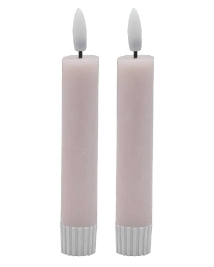 Set of 2 Small Flameless Taper Candles - Pink
