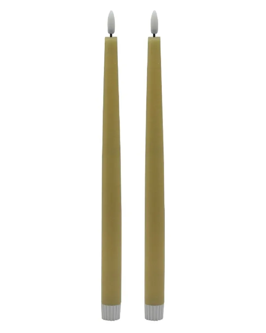 Set of 2 Tall Flameless Taper Candles - Dark Champagne image