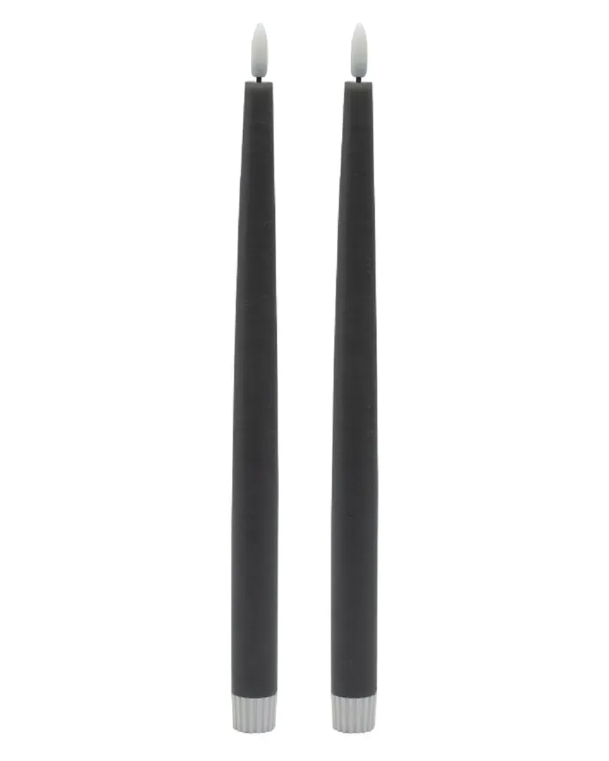 Set of 2 Tall Flameless Taper Candles - Grey