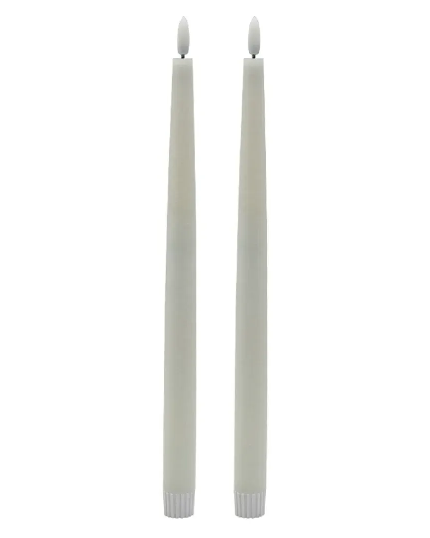 Set of 2 Tall Flameless Taper Candles - White