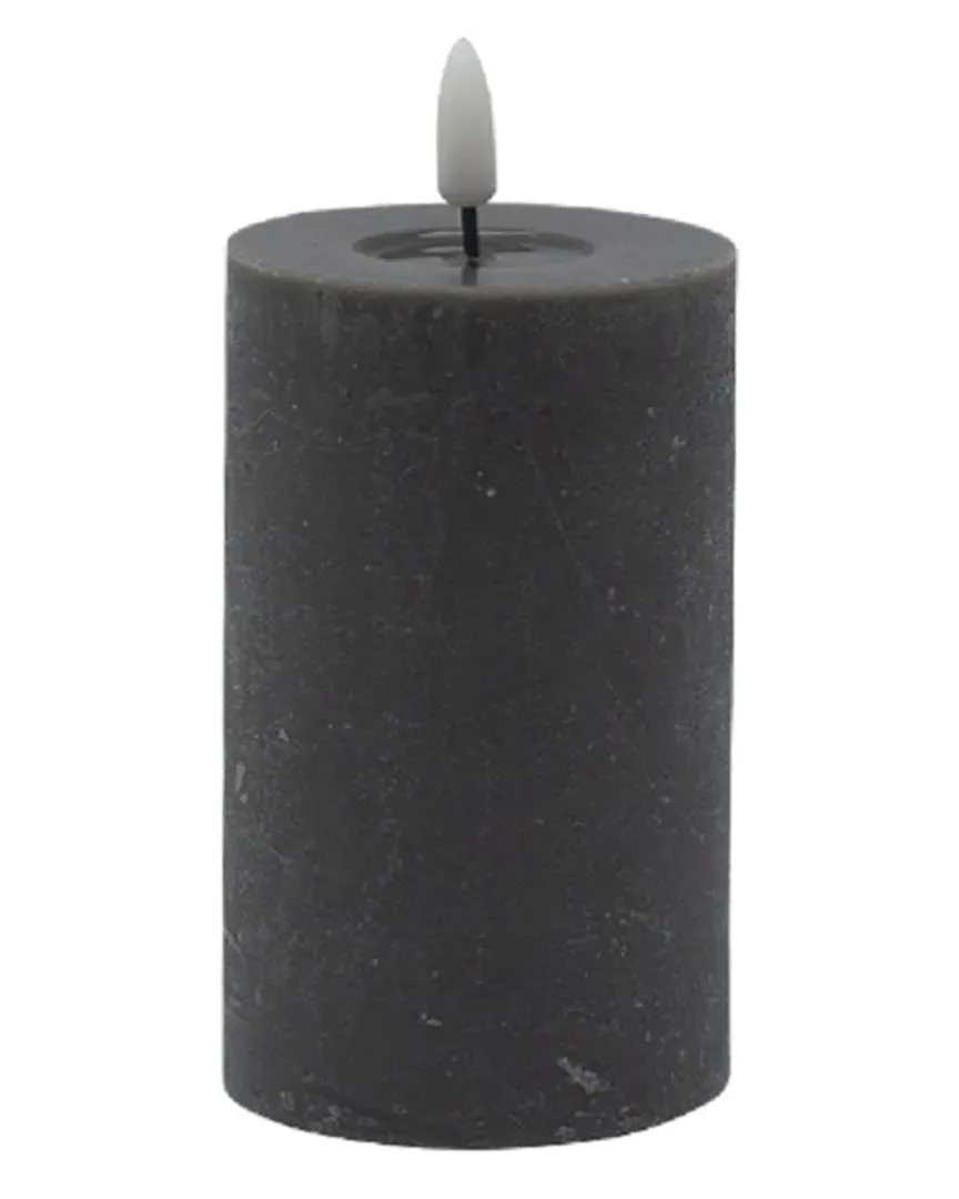 Small Flameless Pillar Candle - Grey, Wax