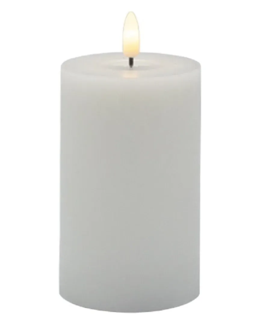 Small Flameless Pillar Candle - White, Wax