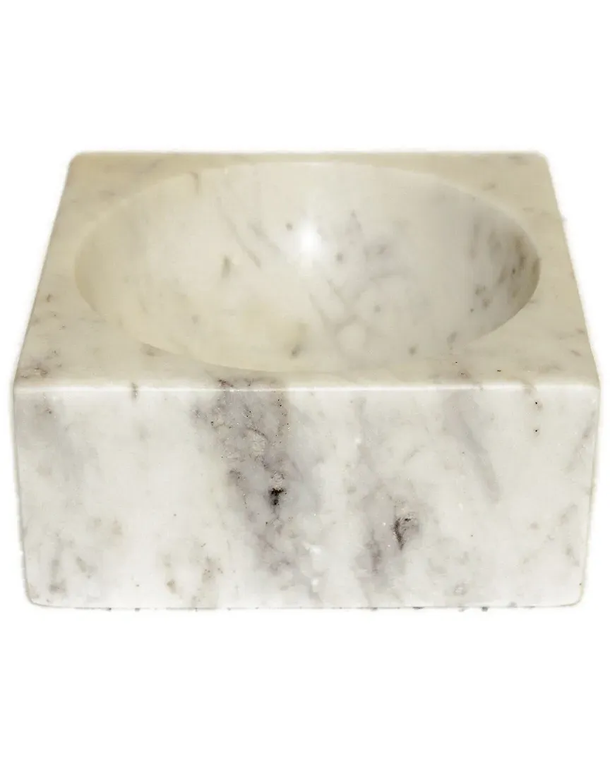Square Concave Bowl - White, Marble image