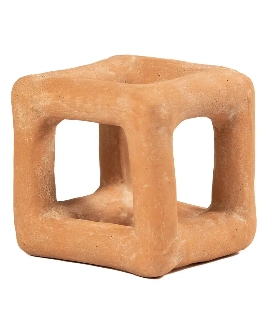 Square Decorative Object - White Wash, Clay image