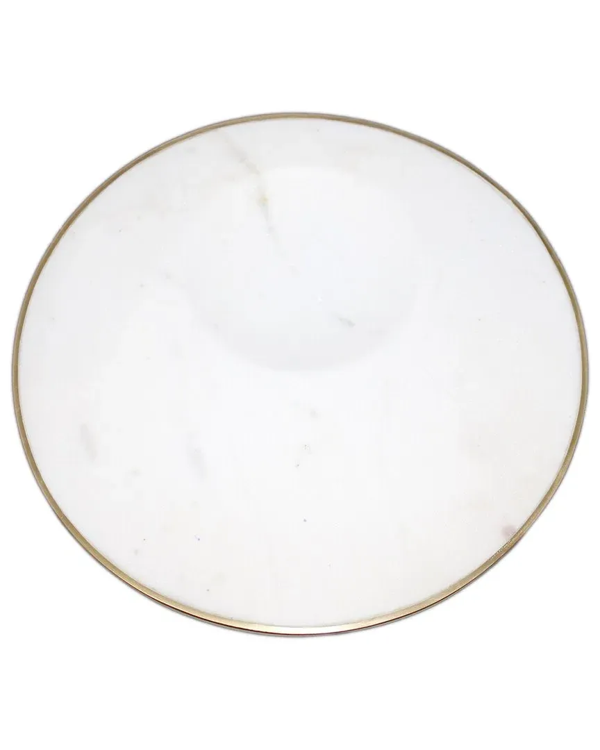 Square Snack Plate - White Marble, Brass image