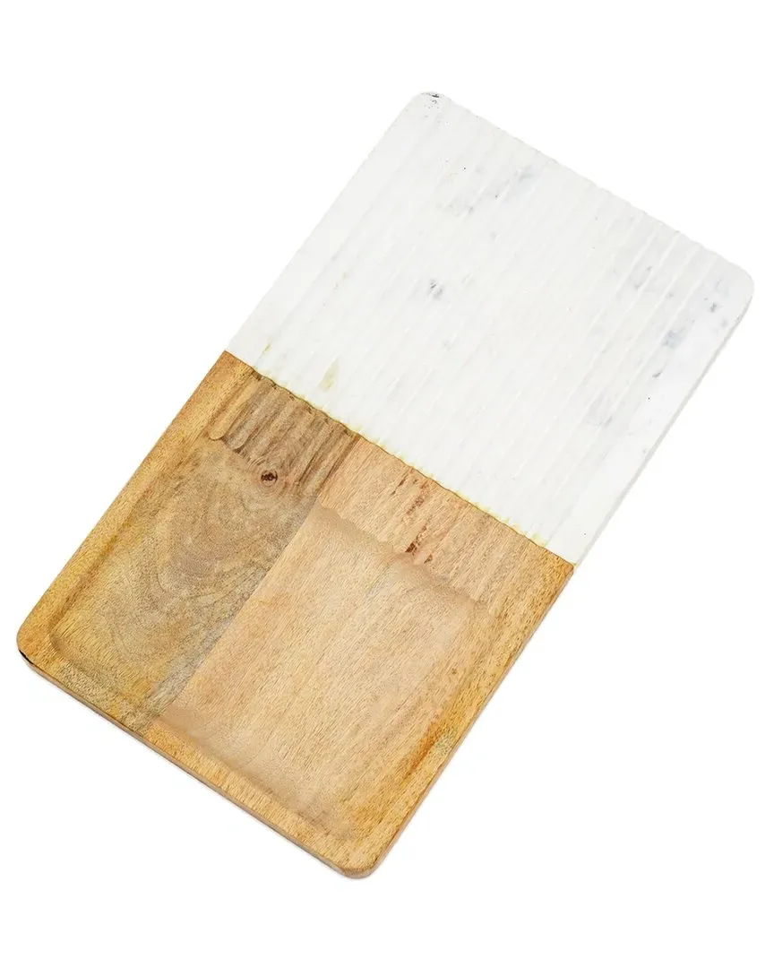 Wood & Marble Grooved Platter - Natural image
