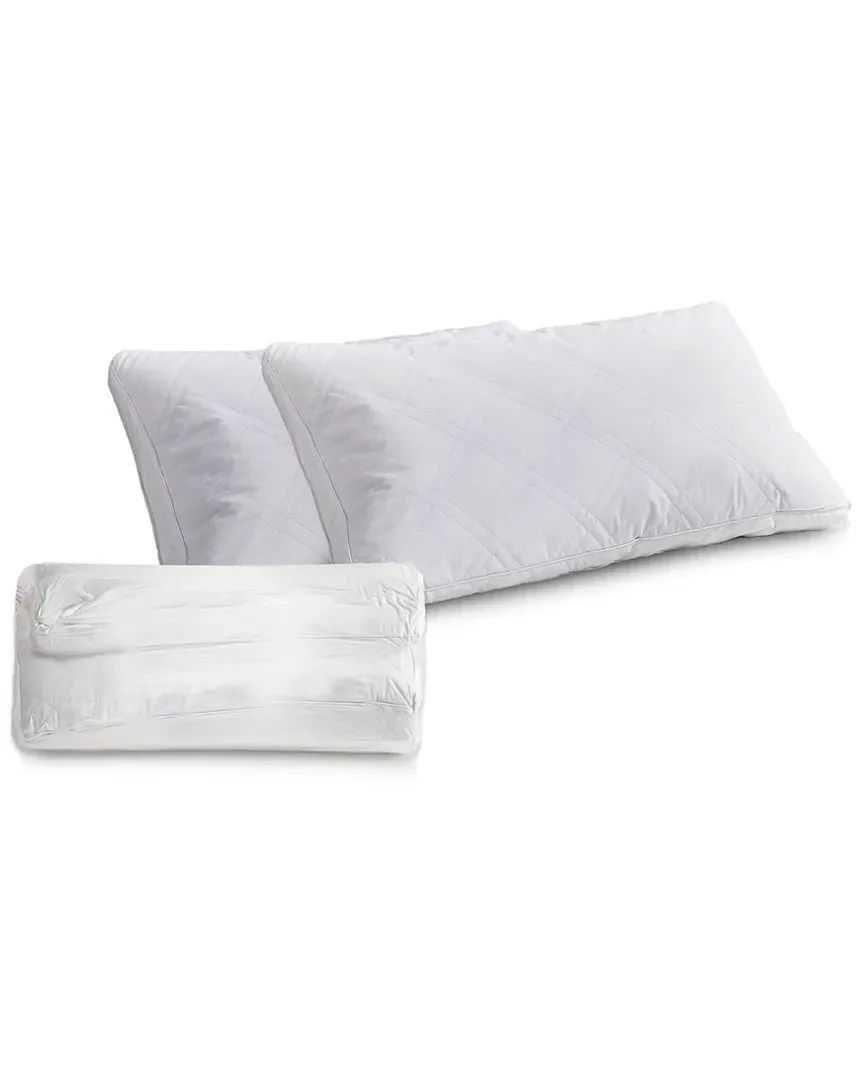 Cambric Quilted Goose Feather Down Pillow 2-Pack - White, Cotton image