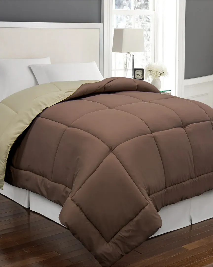 Reversible Down Alternative Comforter - Brown, Microfiber