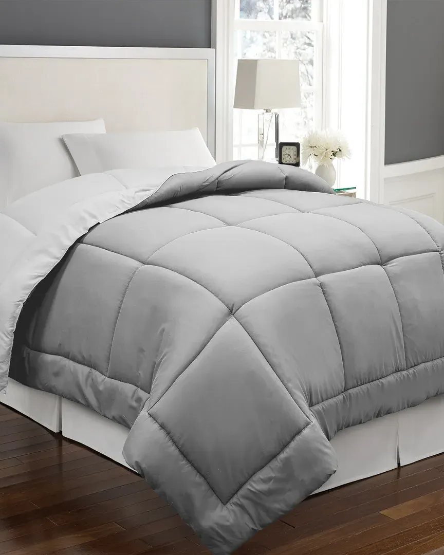 Reversible Down Alternative Comforter - White, Microfiber