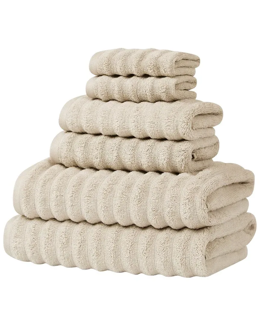 Ribbed Zero Twist 6pc Towel Set - Beige, Cotton image