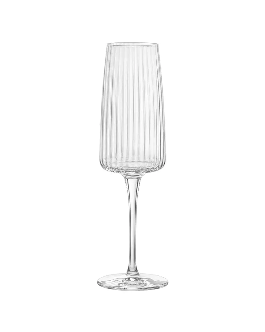 Exclusiva Prosecco Flute Glasses Set of 6 - Clear, Star Glass