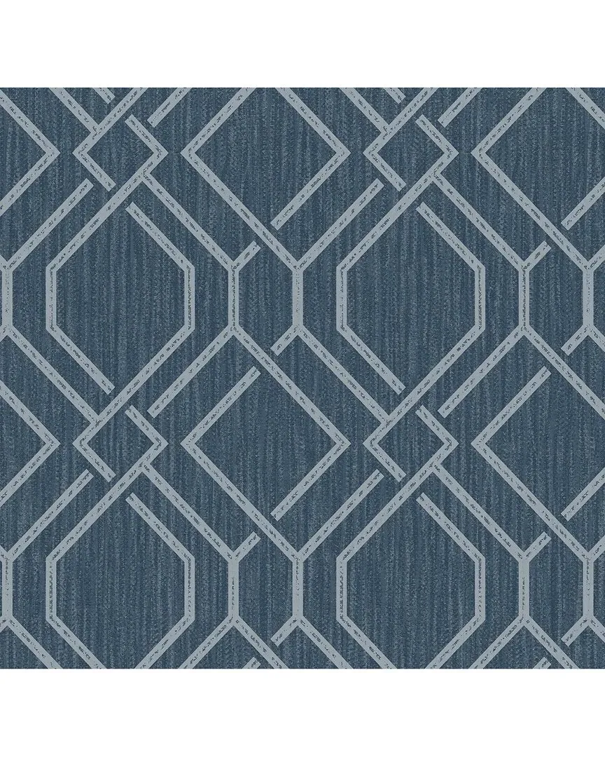 Frege Trellis Wallpaper - Blue, Vinyl image