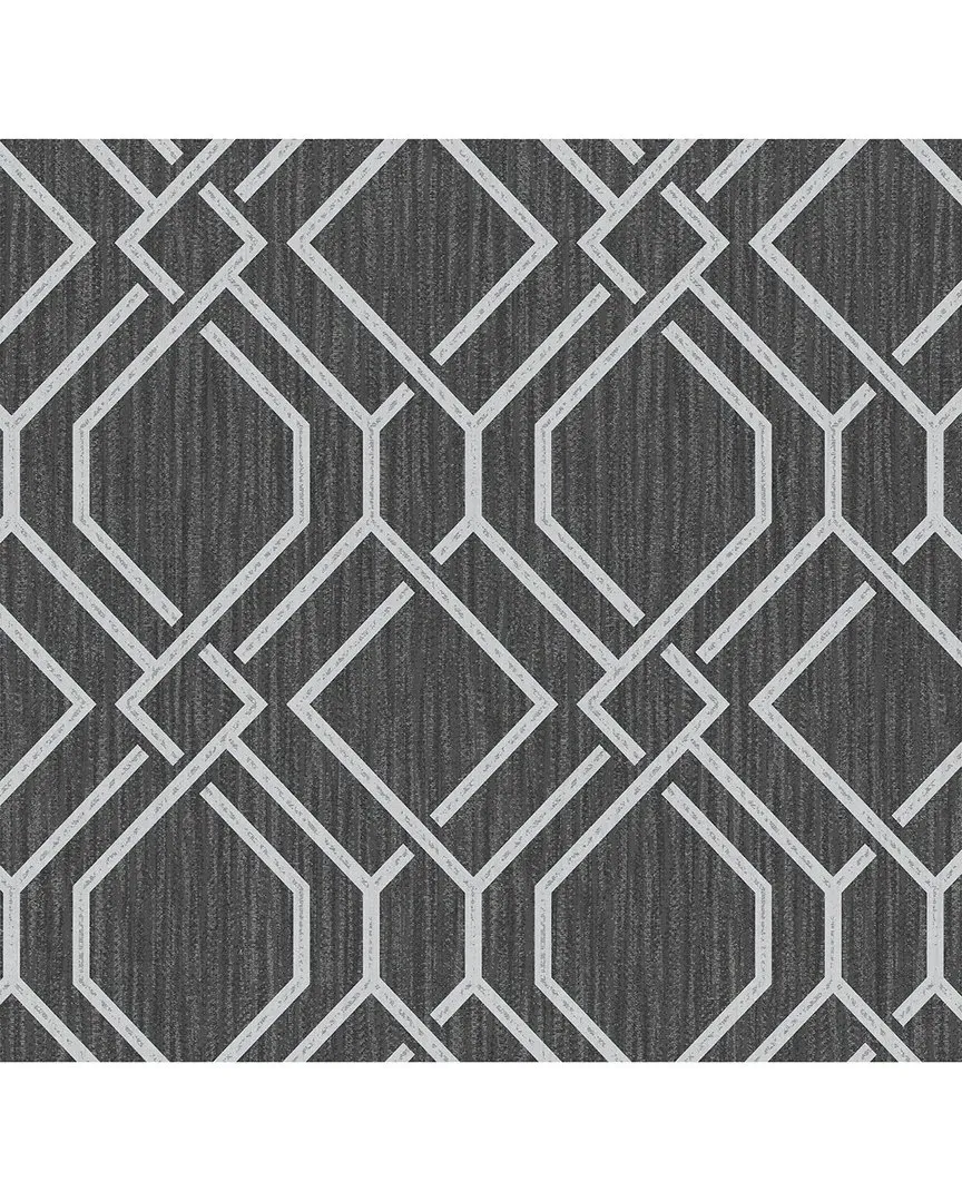 Frege Trellis Wallpaper - Charcoal, Vinyl