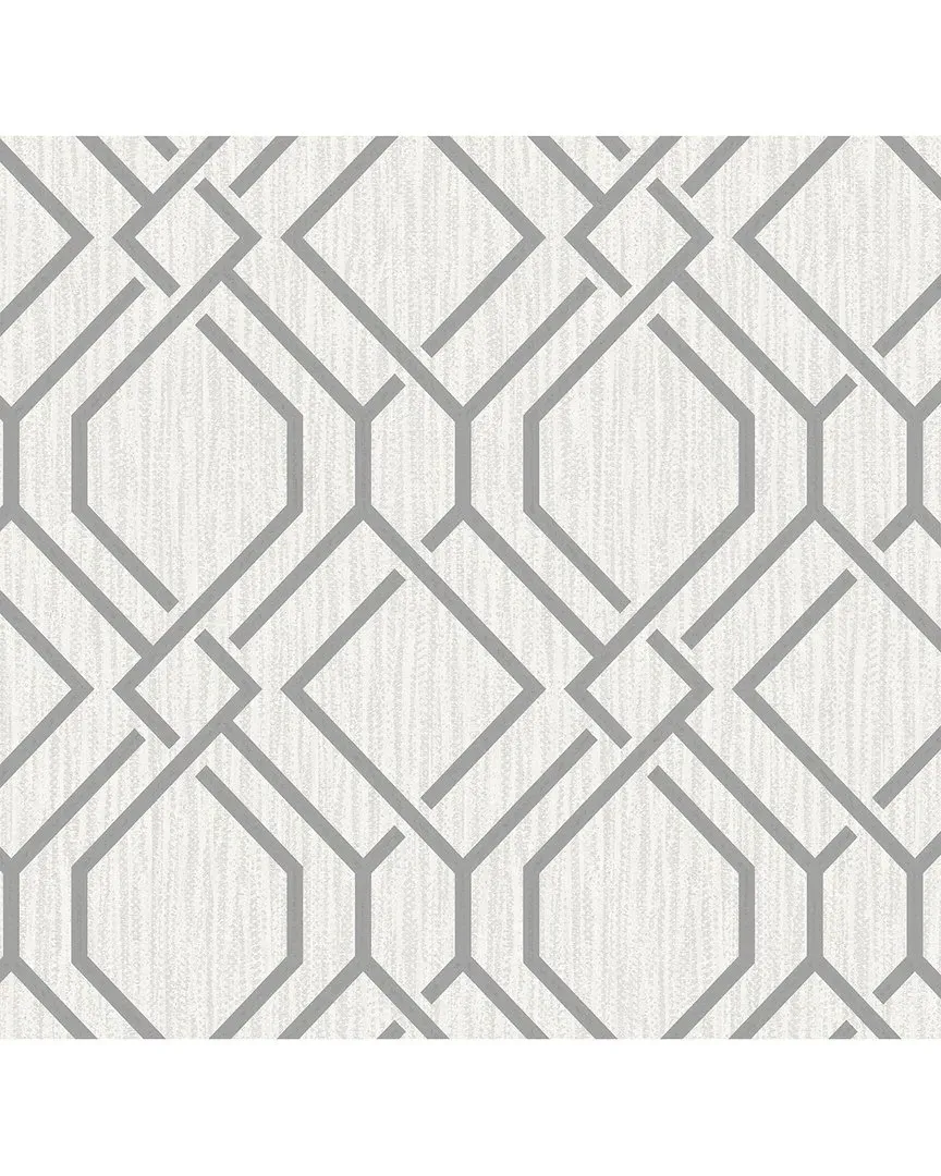 Frege Trellis Wallpaper - Grey, Vinyl