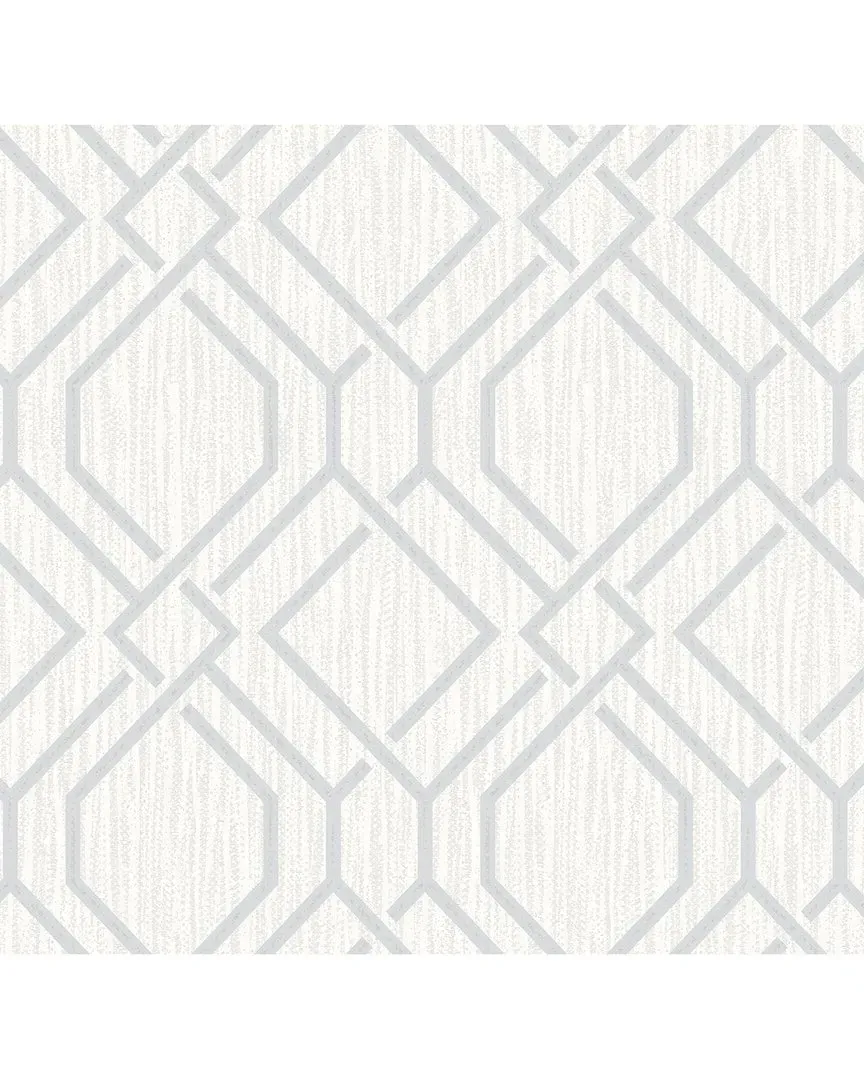 Frege Trellis Wallpaper - Silver, Vinyl